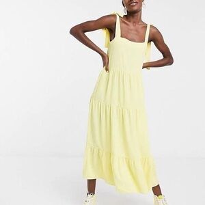 Yellow Tiered Sundress with Tie Straps